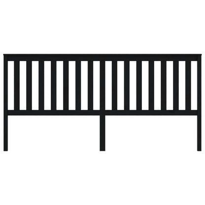 Bed Headboard | Black | Solid Pine Wood | 206x6x101 cm