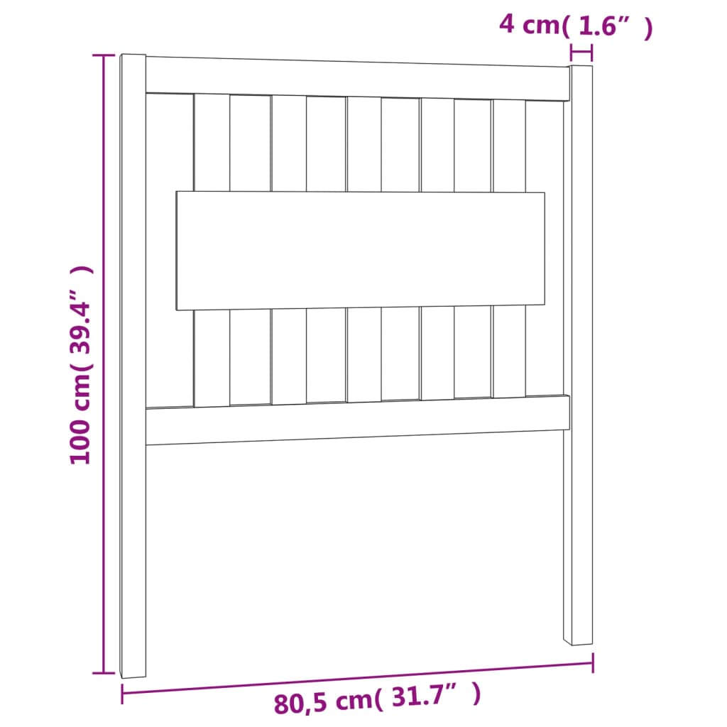 Bed Headboard | Natural wood | Solid pine wood | 80.5 cm x 4 cm x 100 cm