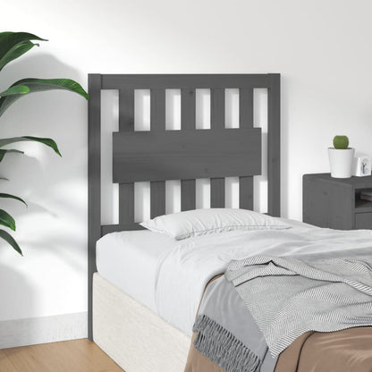 Bed Headboard Grey 80.5x4x100 cm Solid Wood Pine