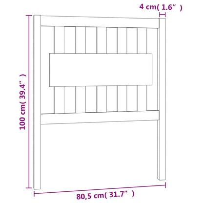 Bed Headboard Grey 80.5x4x100 cm Solid Wood Pine