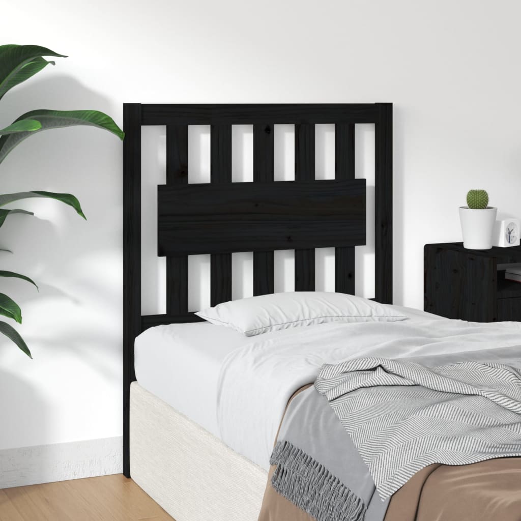 Bed Headboard | Black | Solid Pinewood | 100cm x 80.5cm