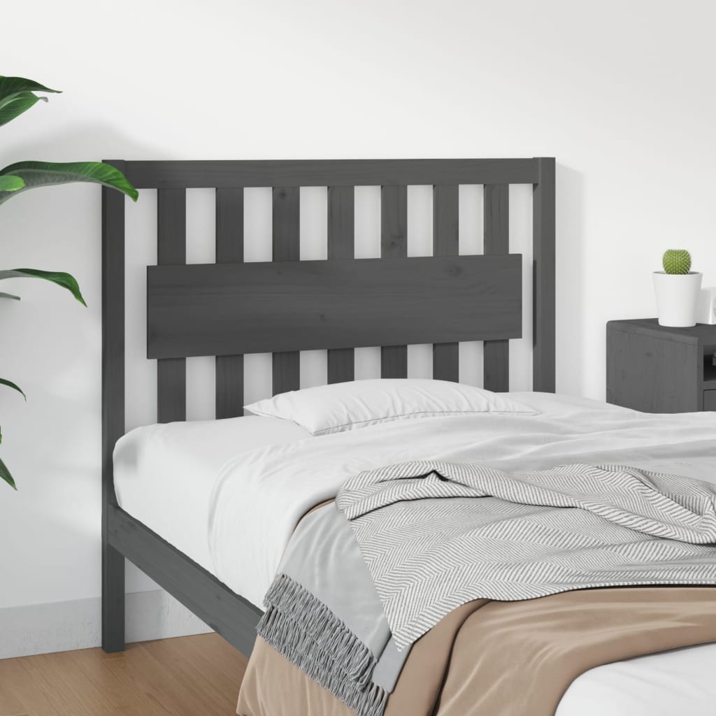 Bed Headboard Grey 105.5x4x100 cm Solid Wood Pine