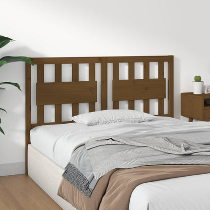 Bed Headboard | Honey brown | Solid pine wood | Decorative Inlays