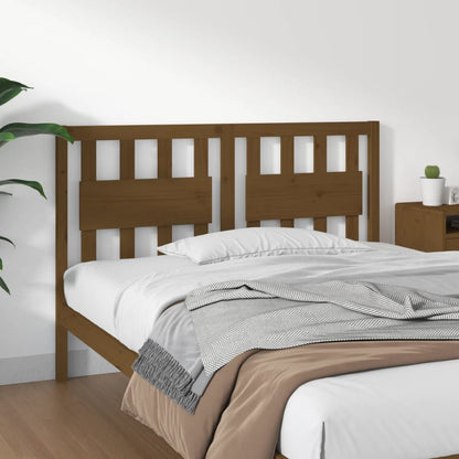 Bed Headboard | Honey brown | Solid pine wood | Decorative Inlays