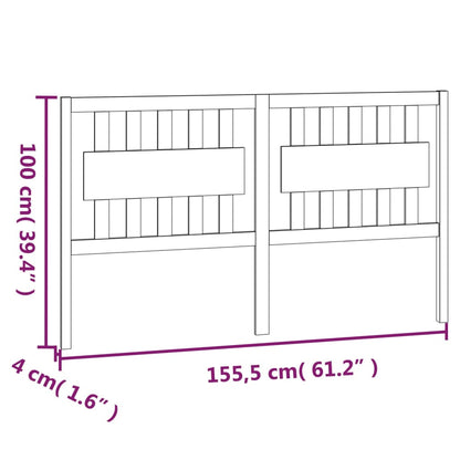 Bed Headboard | White | Solid pine wood | 155.5 cm width x 100 cm height