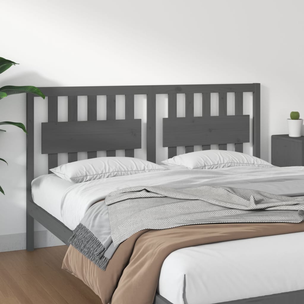Bed Headboard | Grey | Solid pine wood | 155.5x4x100 cm