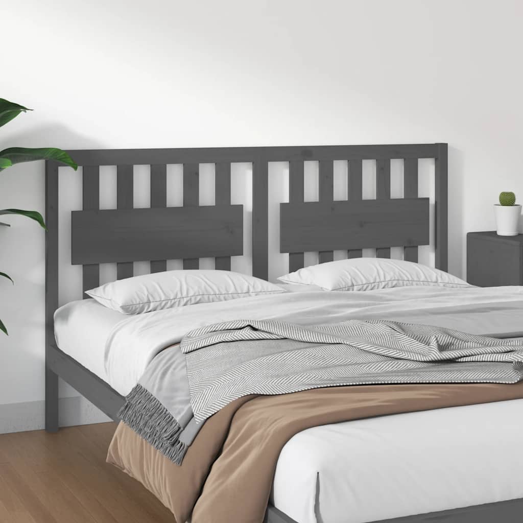Bed Headboard | Grey | Solid pine wood | 165.5 x 4 x 100 cm
