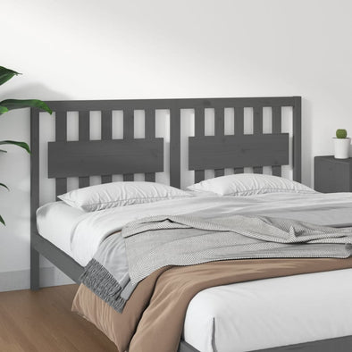 Bed Headboard Grey 165.5x4x100 cm Solid Wood Pine