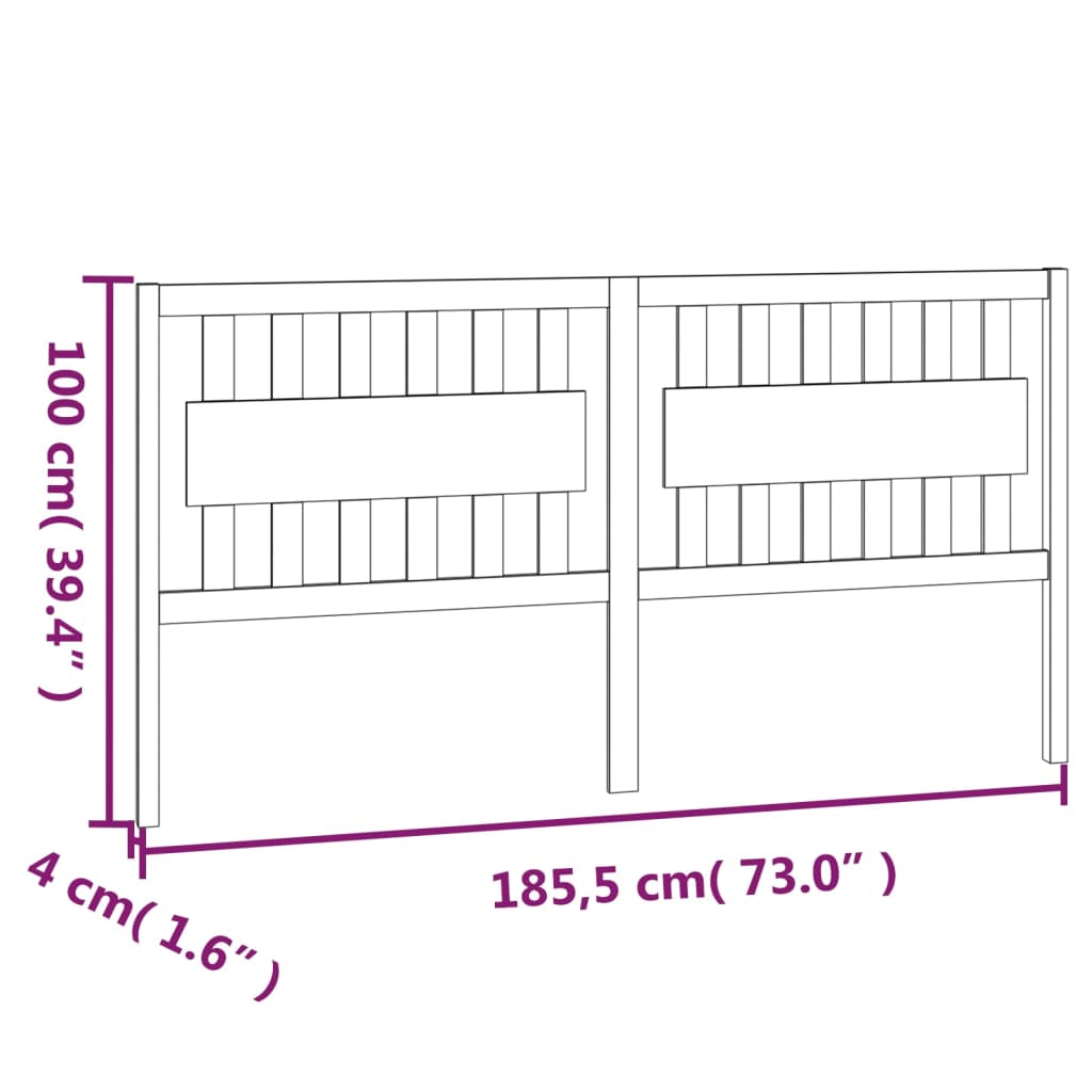 Bed Headboard | Natural wood | Solid Pine Wood | 185.5 x 4 x 100 cm