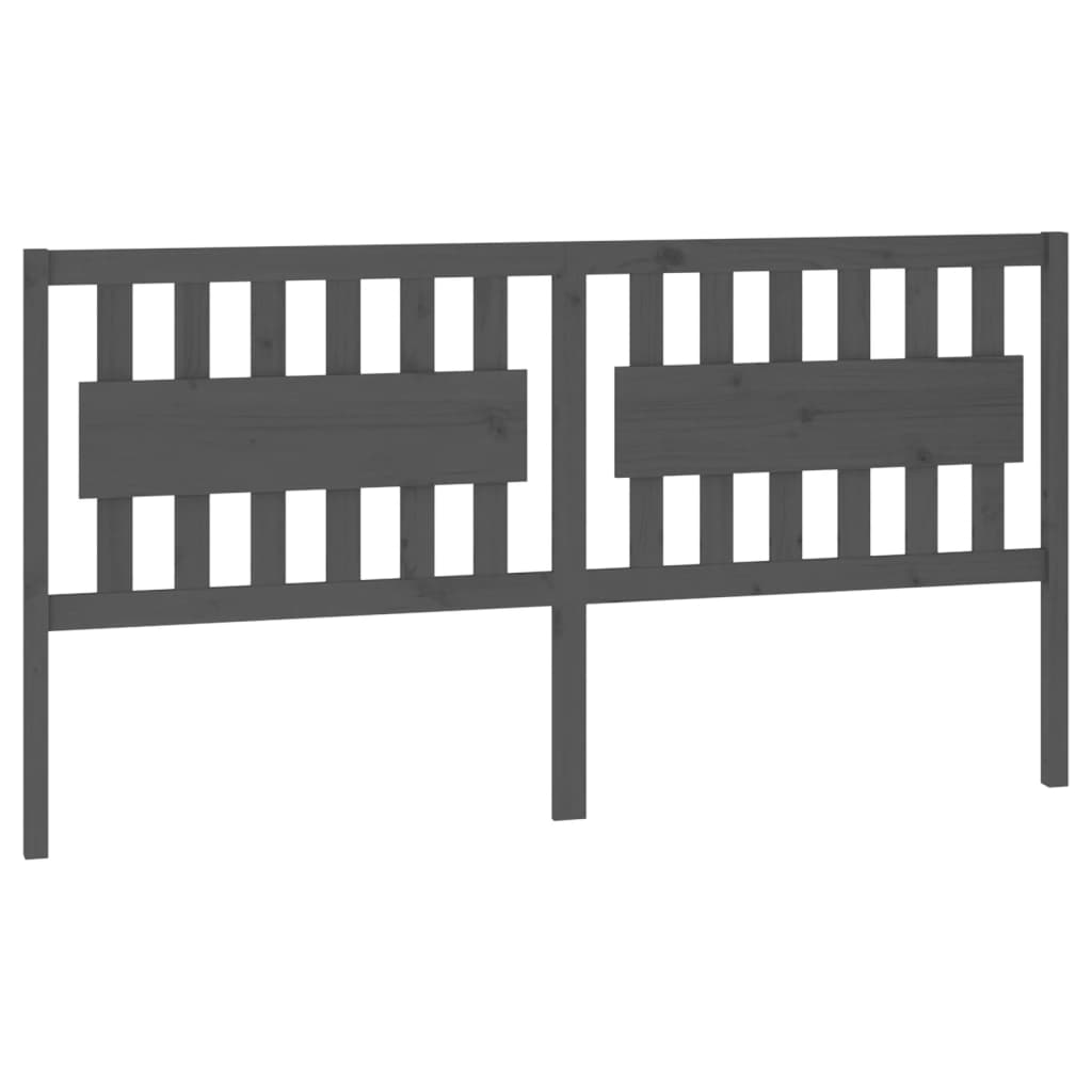 Bed Headboard | Grey | Solid pine wood | 185.5 cm x 4 cm x 100 cm