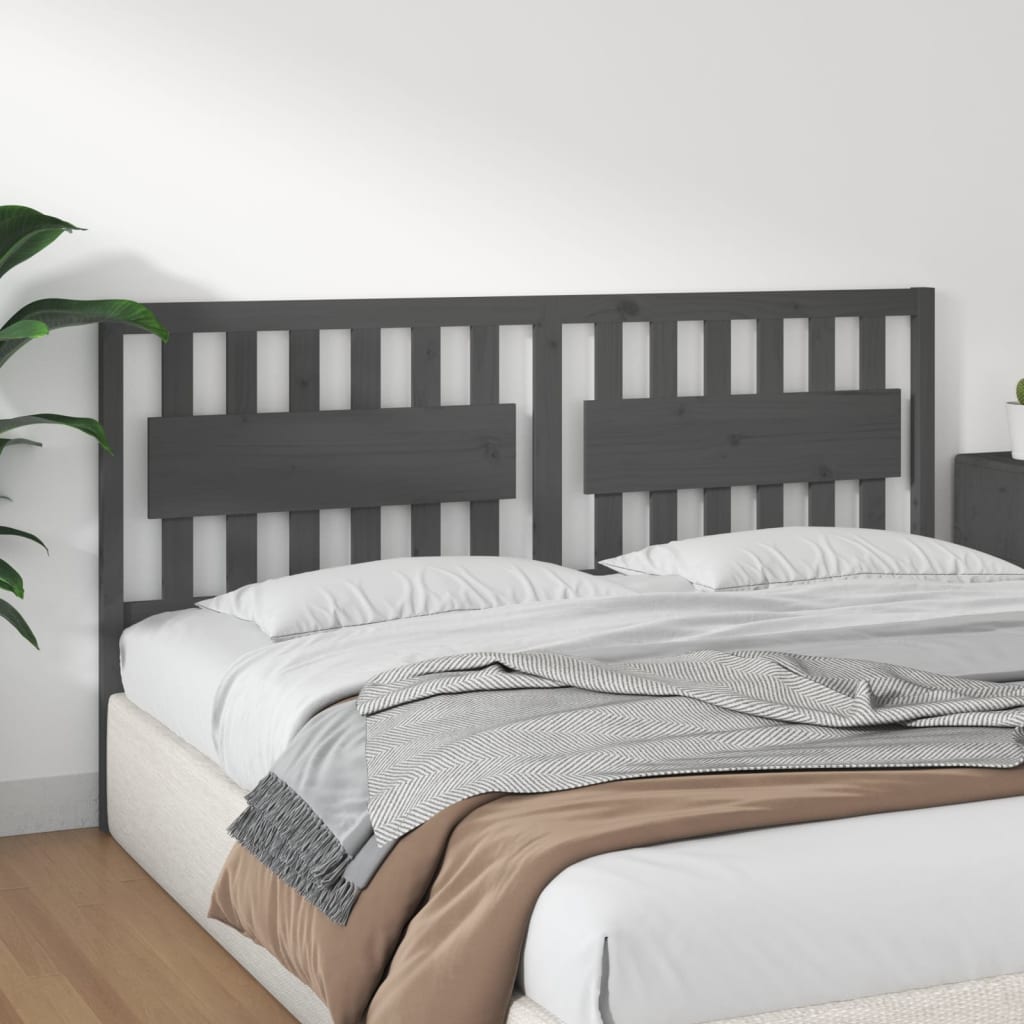 Bed Headboard | Grey | Solid pine wood | 185.5 cm x 4 cm x 100 cm