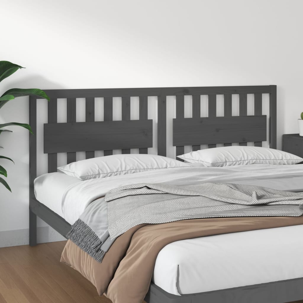 Bed Headboard | Grey | Solid pine wood | 185.5 cm x 4 cm x 100 cm