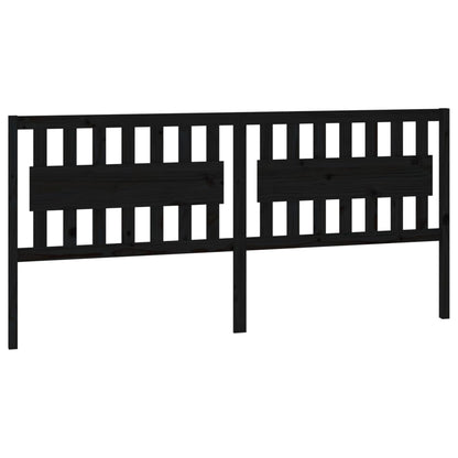 Bed Headboard | Black | Solid Pine Wood | Large | Decorative Inlays