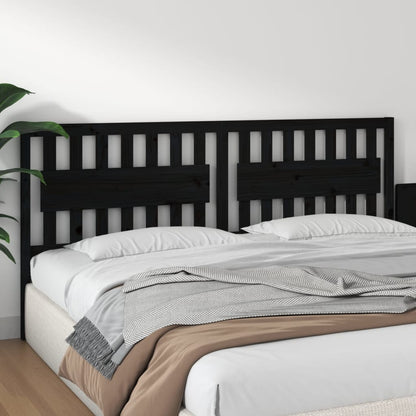 Bed Headboard | Black | Solid Pine Wood | Large | Decorative Inlays