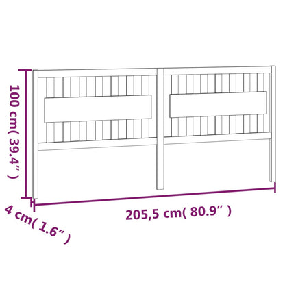 Bed Headboard | Black | Solid Pine Wood | Large | Decorative Inlays