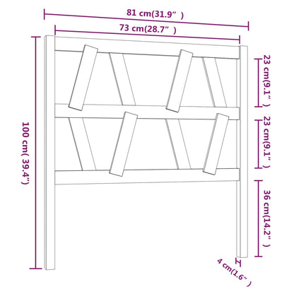 Bed Headboard | Grey | Solid pinewood | 81 x 4 x 100 cm