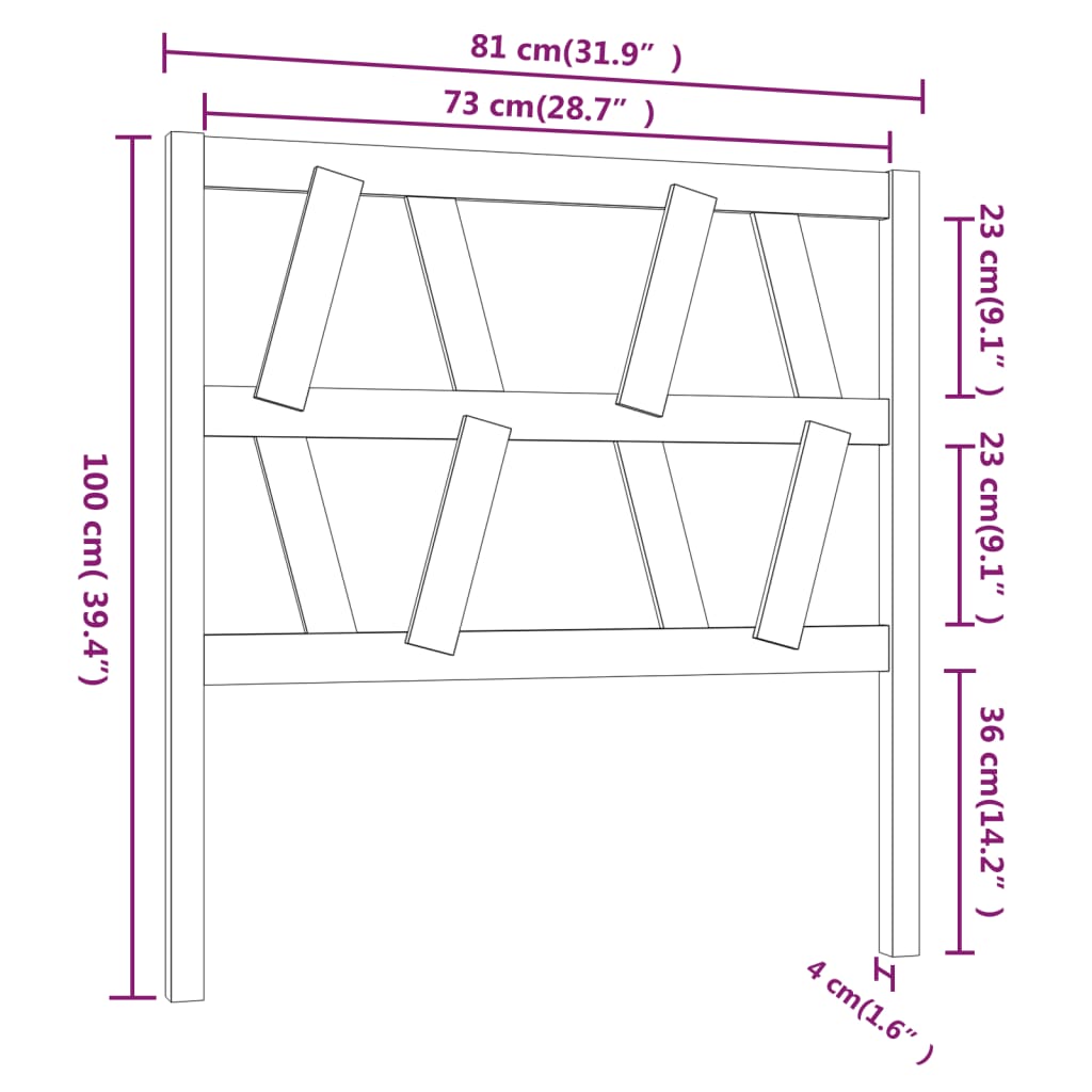 Bed Headboard | Honey brown | Solid pine wood | Standard