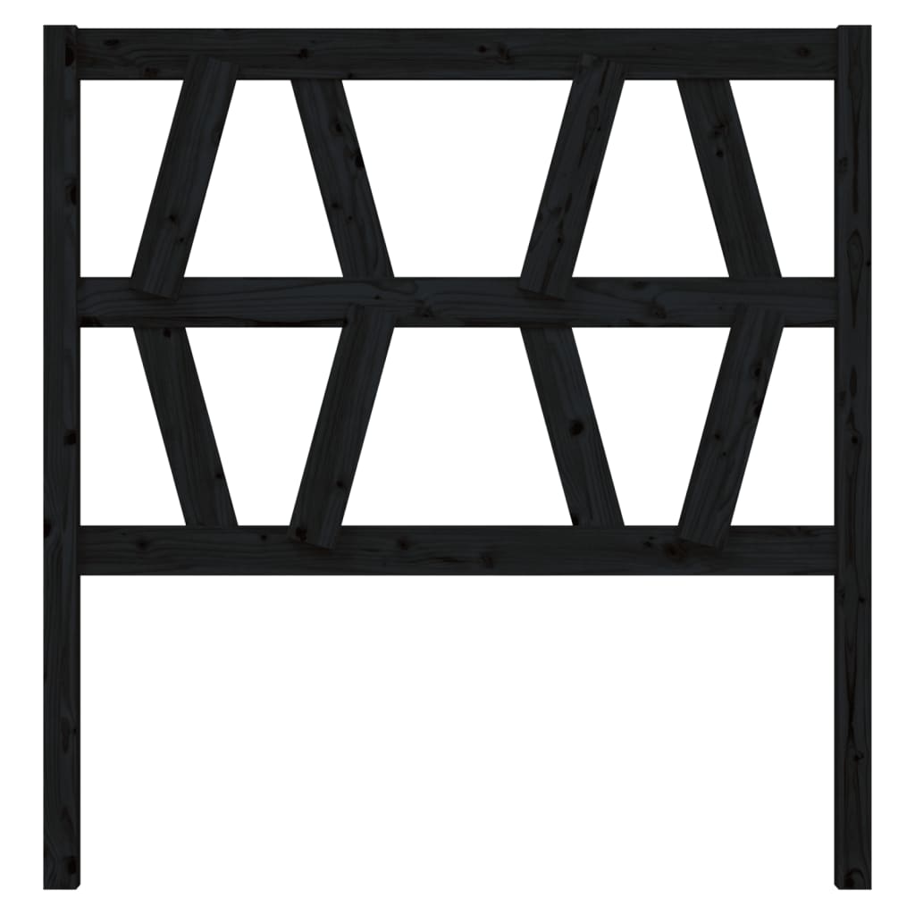 Bed Headboard | Black | Solid Pine Wood | Single size | Decorative Inlays