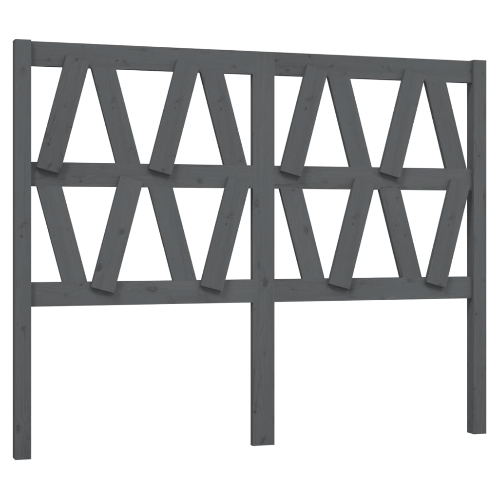Bed Headboard | Grey | Solid pine wood | 126 x 4 x 100 cm