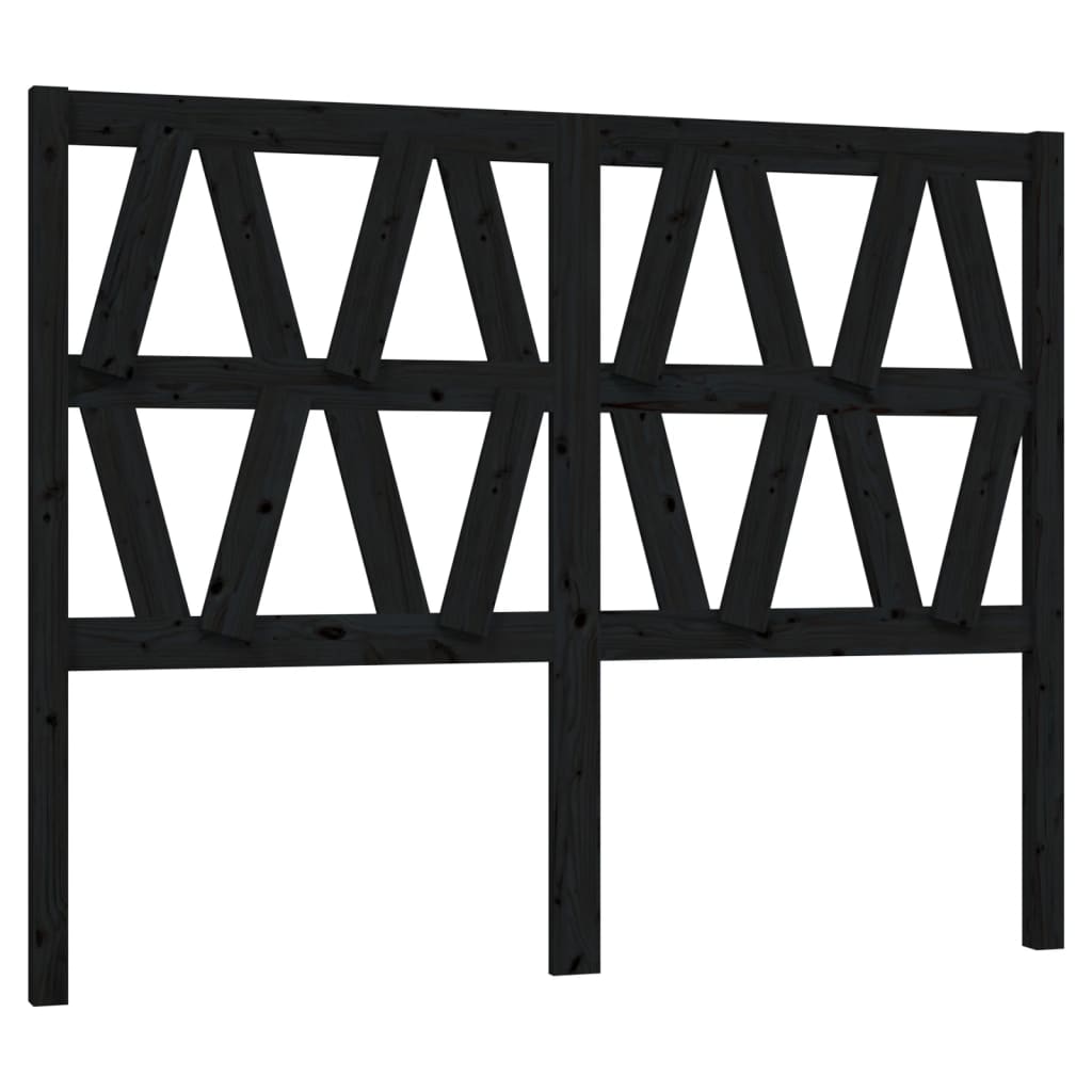Bed Headboard | Black | Solid pine wood | 126x4x100 cm