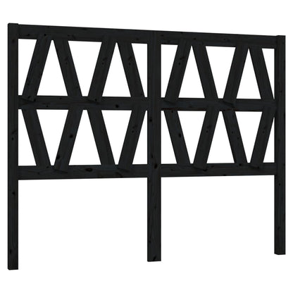 Bed Headboard | Black | Solid pine wood | 126x4x100 cm