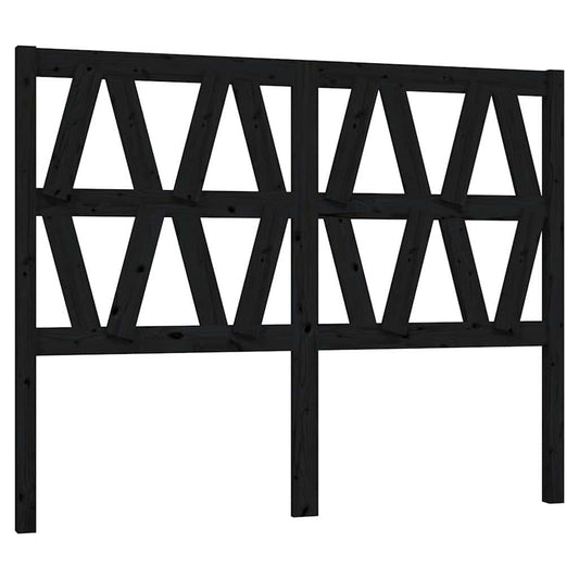 Bed Headboard Black 126x4x100 cm Solid Wood Pine