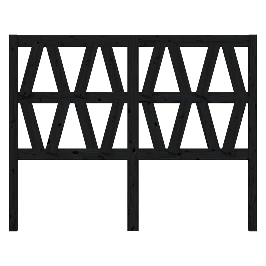 Bed Headboard | Black | Solid pine wood | 126x4x100 cm