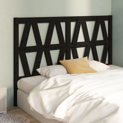Bed Headboard | Black | Solid pine wood | 126x4x100 cm