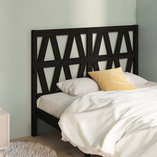 Bed Headboard Black 126x4x100 cm Solid Wood Pine