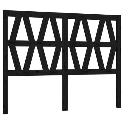 Bed Headboard | Black | Solid Pine | Decorative Inlays | Rectangular