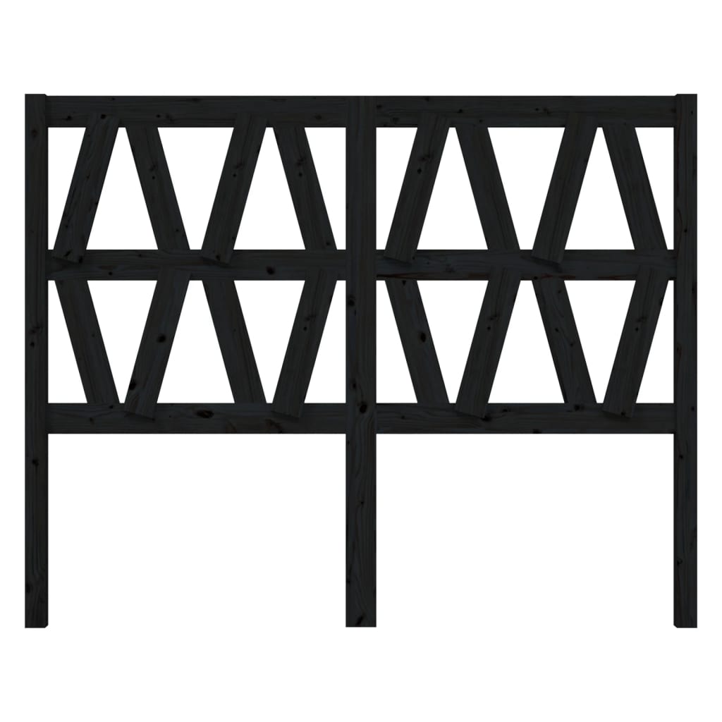 Bed Headboard | Black | Solid Pine | Decorative Inlays | Rectangular