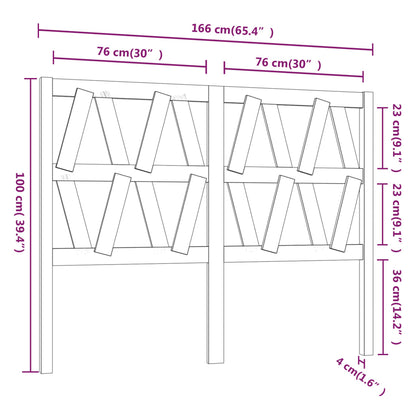 Bed Headboard | Black | Solid Pine | Decorative Inlays | Rectangular