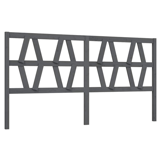 Bed Headboard Grey 206x4x100 cm Solid Wood Pine