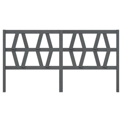 Bed Headboard | Grey | Solid pine wood | 206x4x100 cm | Decorative Inlays