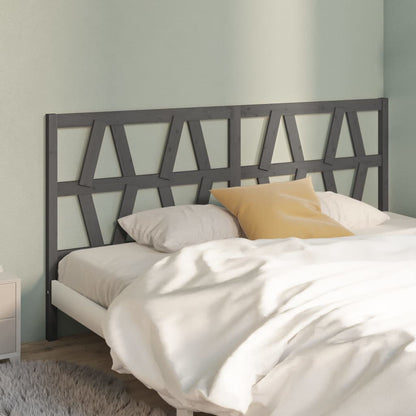 Bed Headboard | Grey | Solid pine wood | 206x4x100 cm | Decorative Inlays