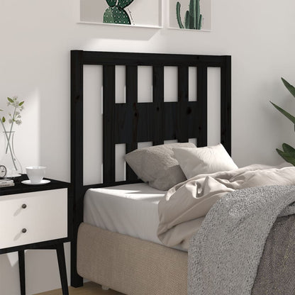 Headboard | Black | Solid pine wood | 96x4x100 cm | Decorative Inlays
