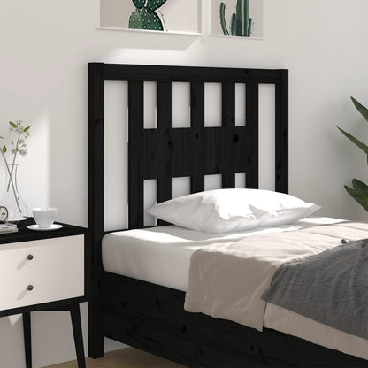 Headboard | Black | Solid pine wood | 96x4x100 cm | Decorative Inlays