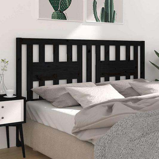 Headboard | Black | Solid pine wood | Standard | Decorative Inlays