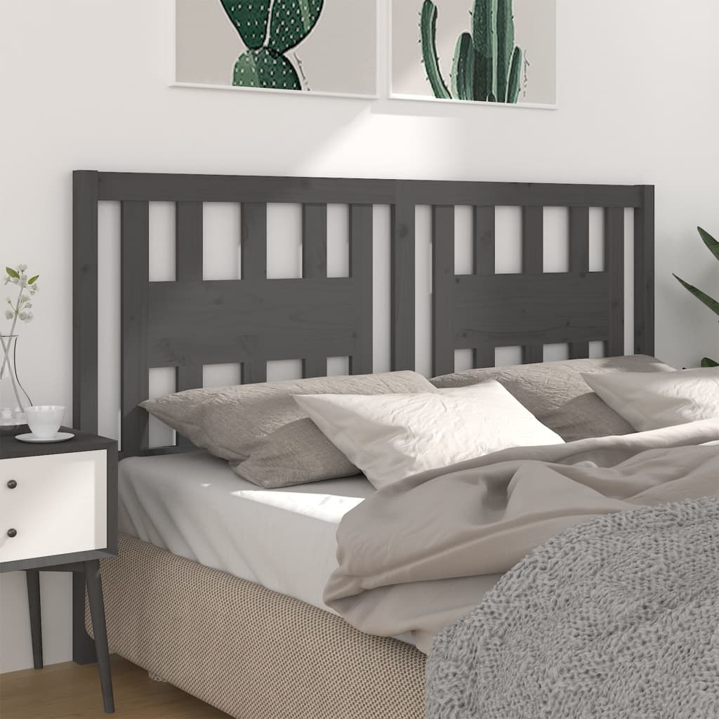 Headboard Grey 141x4x100 cm Solid Wood Pine
