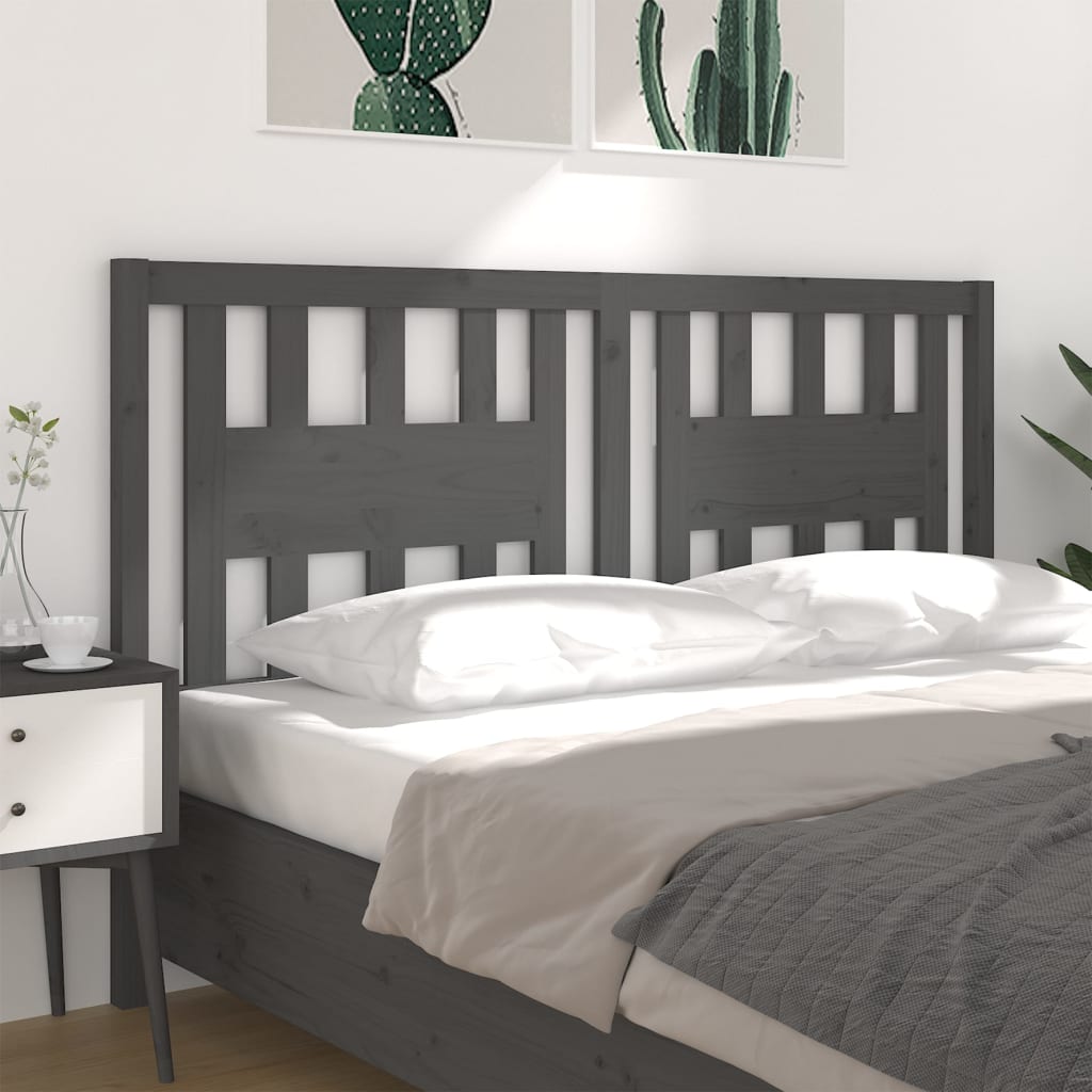 Headboard Grey 166x4x100 cm Solid Wood Pine