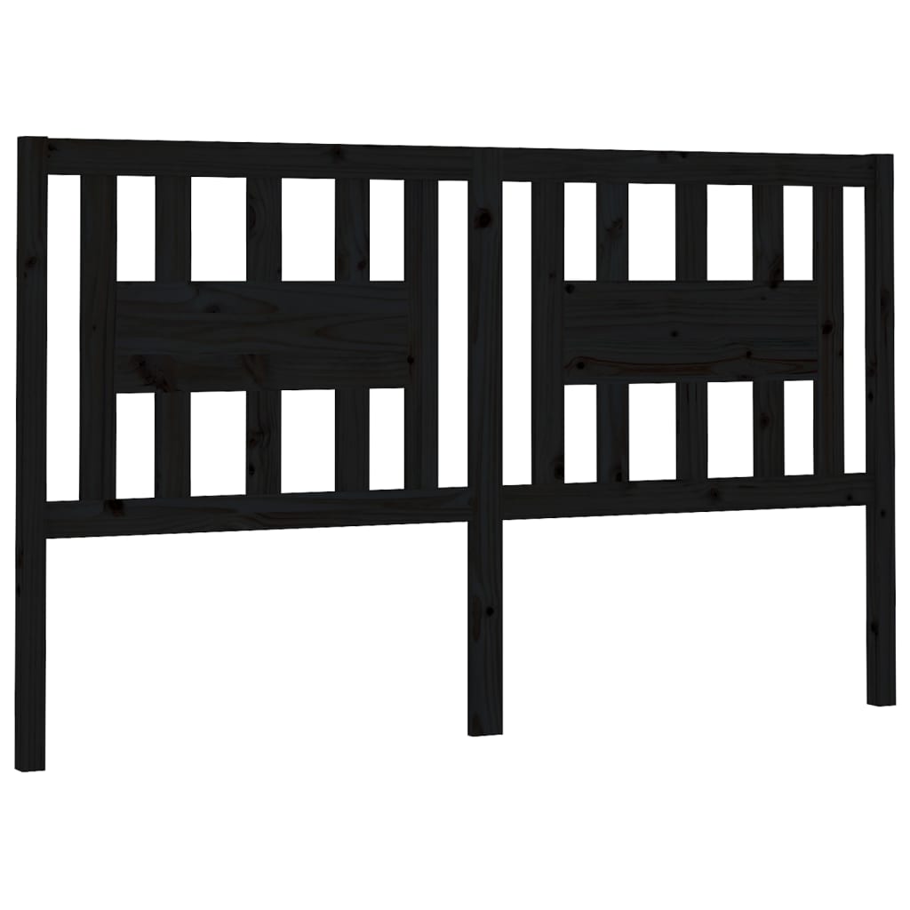 Headboard Black 206x4x100 cm Solid Wood Pine