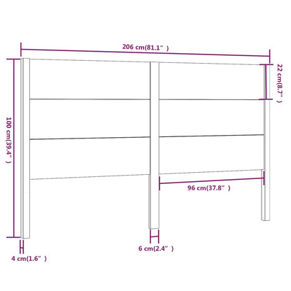 Headboard 206x4x100 cm Solid Wood Pine