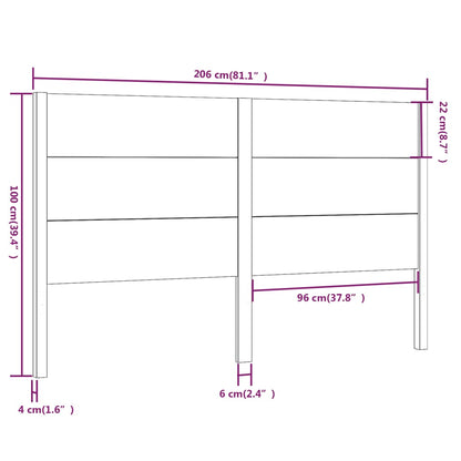 Headboard | White | Solid Pine Wood | 206x4x100 cm | Durable | Headboard