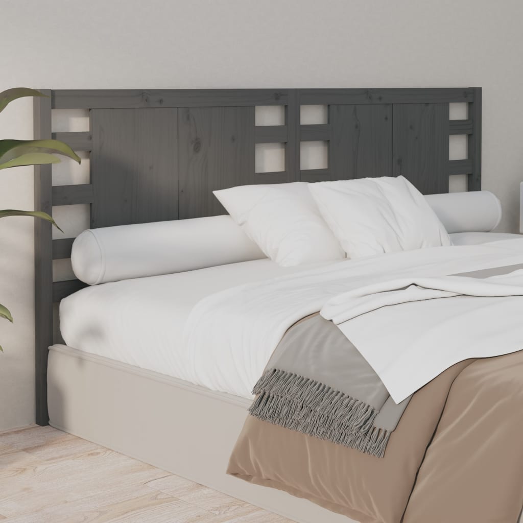 Headboard Grey 206x4x100 cm Solid Wood Pine