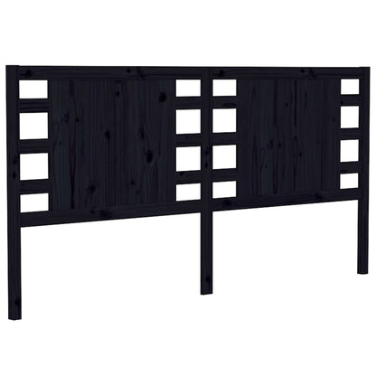 Headboard Black 206x4x100 cm Solid Wood Pine