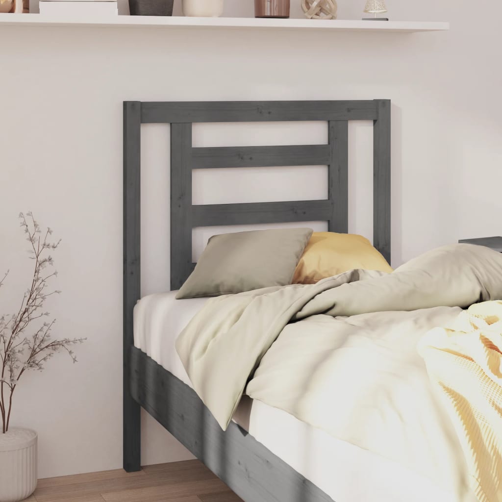 Headboard | Grey | Solid Pine Wood | Standard | Decorative Inlays