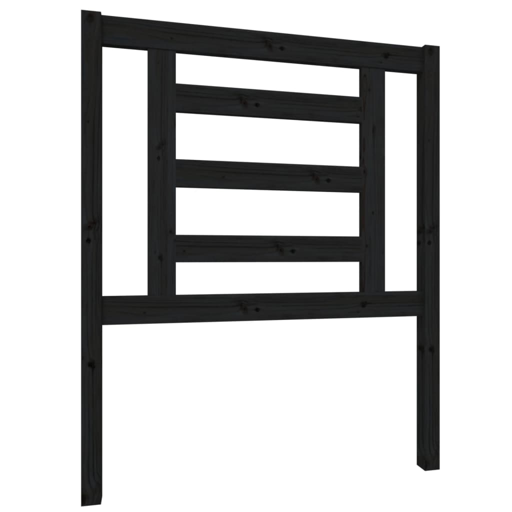 Headboard | Black | Solid pine wood | 81x4x100 cm |  Decorative Inlays
