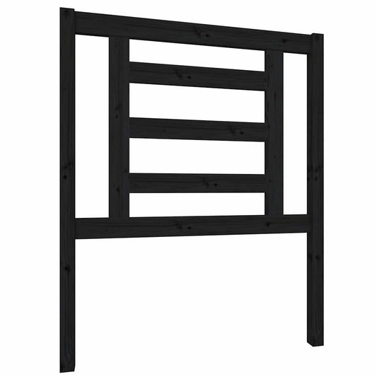 Bed Headboard Black 81x4x100 cm Solid Wood Pine