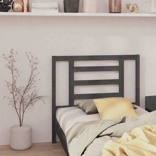 Bed Headboard Grey 106x4x100 cm Solid Wood Pine