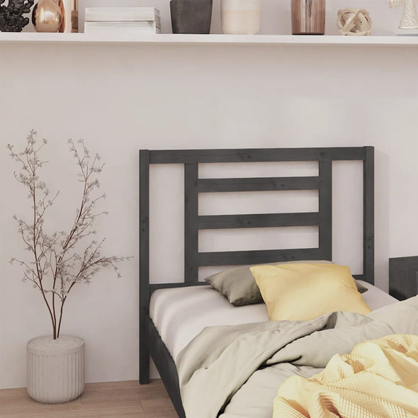 Bed Headboard Grey 106x4x100 cm Solid Wood Pine